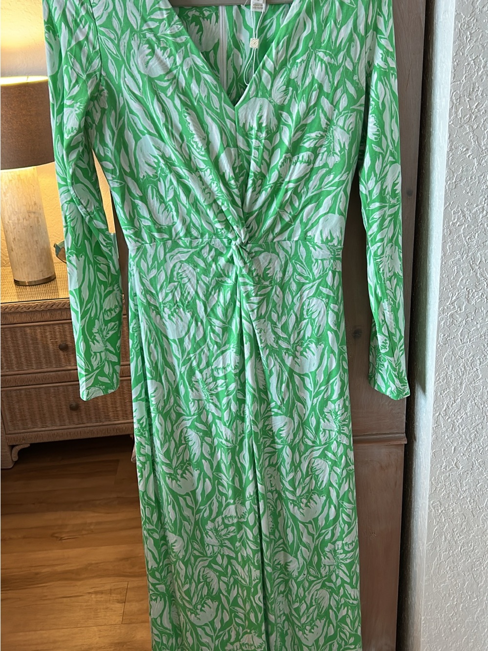 Lilly Pulitzer Green & White Twist-Front V-Neck Maxi Dress